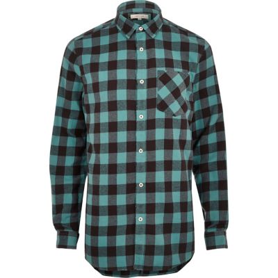 Teal buffalo check shirt